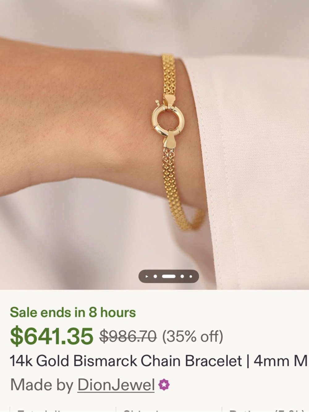 14k Gold Bismarck Chain Bracelet - Gold